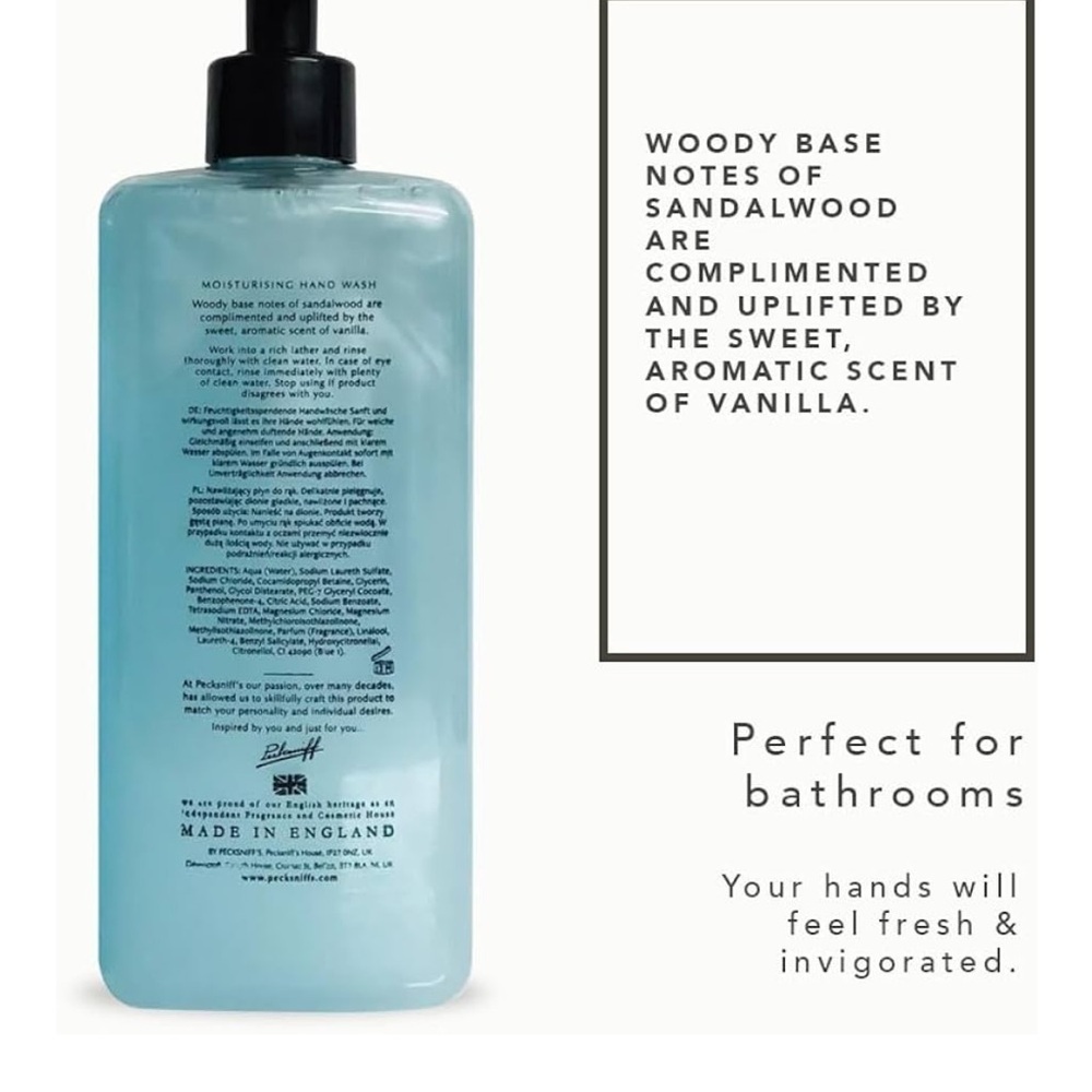 Pecksniff's SANDALWOOD VANILLA Moisturizing Hand Wash Soap 750ml (1) - Picture 4 of 5